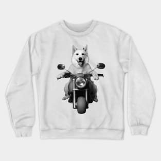 Biker Dog on Motorcycle Crewneck Sweatshirt